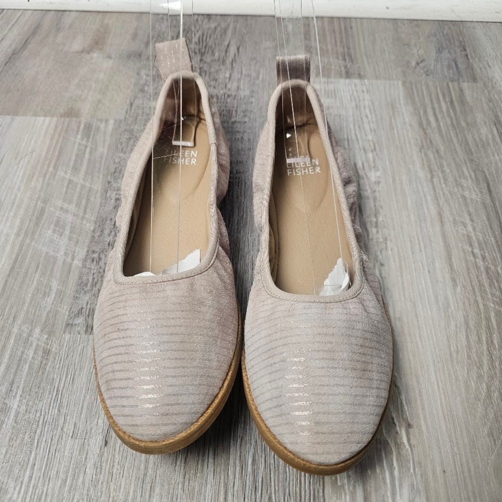 Eileen Fisher Notion Ballet Flats Womens 7 Taupe Suede Slip On Balletcore